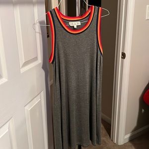 Multi color dress with a small portion of the back out